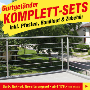 Edelstahl Gurtgeländer Komplett Sets