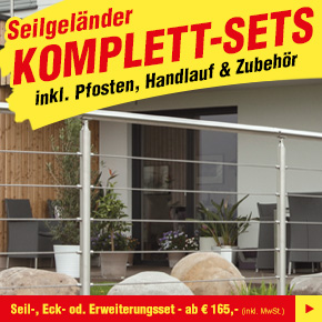 Edelstahl Seilgeländer Komplett Sets