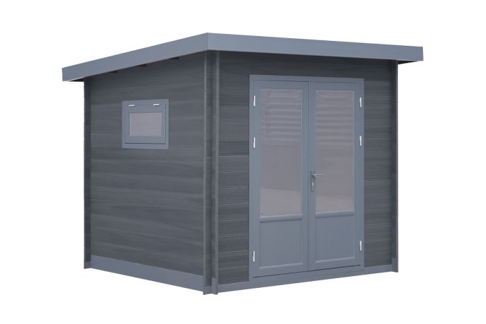 WPC Gartenhaus Waldblick - Länge: 250 cm, Breite: 250 cm, Höhe: 239 cm, Farbe: dunkelgrau 