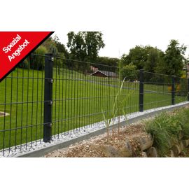 Gartenzaun Set 10 lfm, Farbe: anthrazit, Höhe: 83 cm, Doppelstabmatten 6/5/6 Aktion