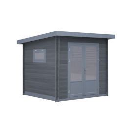 WPC Gartenhaus Waldblick - Länge: 250 cm, Breite: 250 cm, Höhe: 239 cm, Farbe: dunkelgrau 