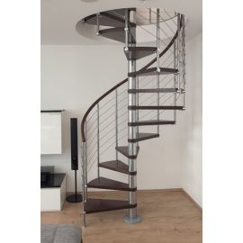 Spindeltreppe Innamincka Top - Holzart: Buche dunkel, Durchmesser: 158 cm, Metallfarbe: chrom, Abverkauf  