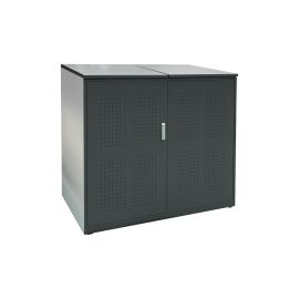 Mülltonnenbox 2-flügelig Lochblechdesign - Farbe: anthrazit, Breite: 134 cm, Höhe: 122,5 cm, Tiefe: 80 cm